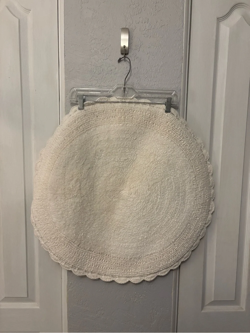 Shabby Chic Rachel Ashwell 100% Cotton Cream Bathmat W Crochet Trim 26.5” EUC